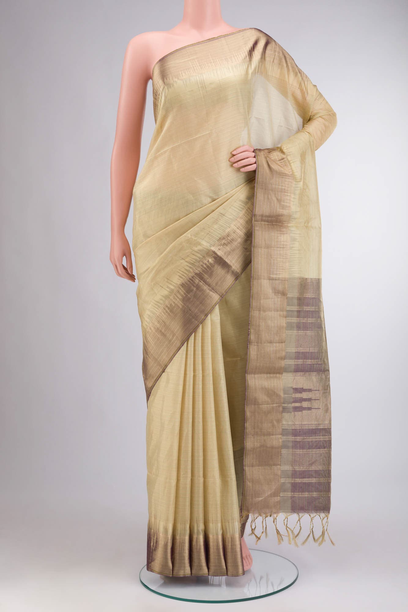 Beige Soft Silk Saree