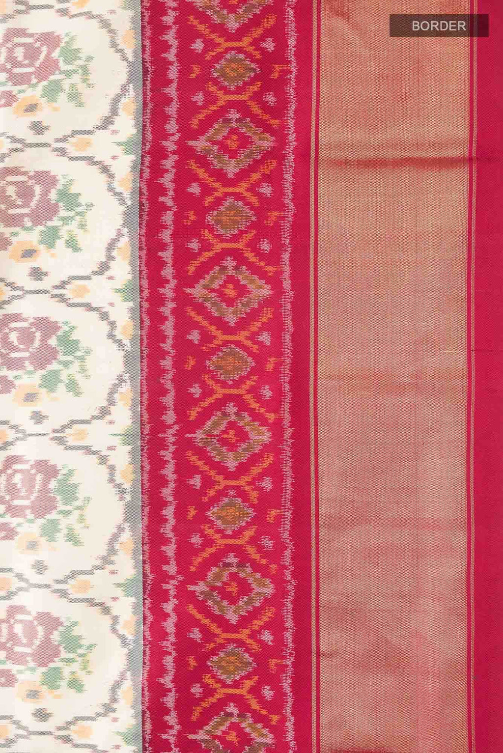 Cream Pochampally Silk Saree