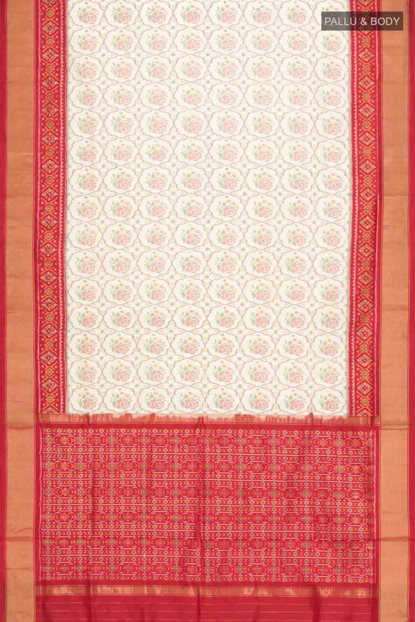 Cream Pochampally Silk Saree
