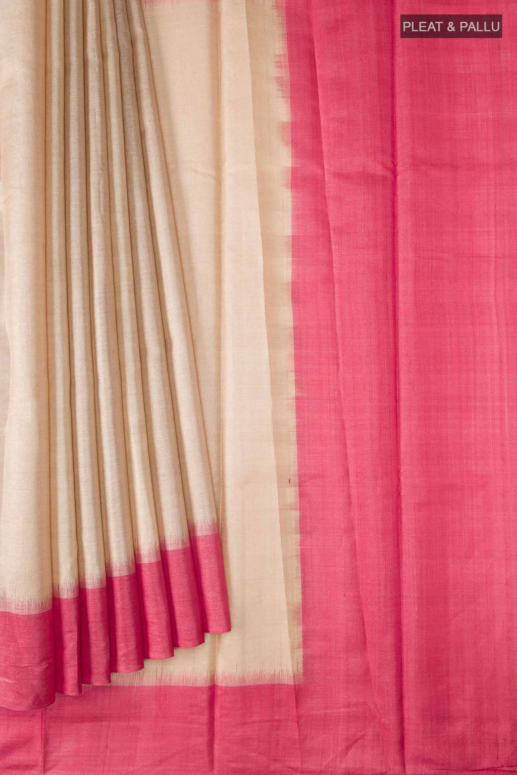 Beige Tussar Silk Saree