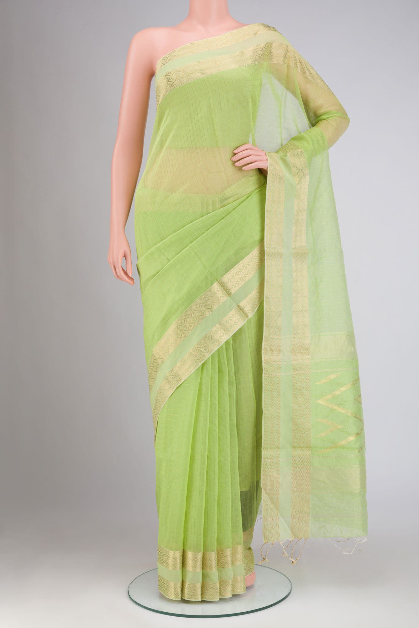Green Maheshwari Silk Cotton Saree