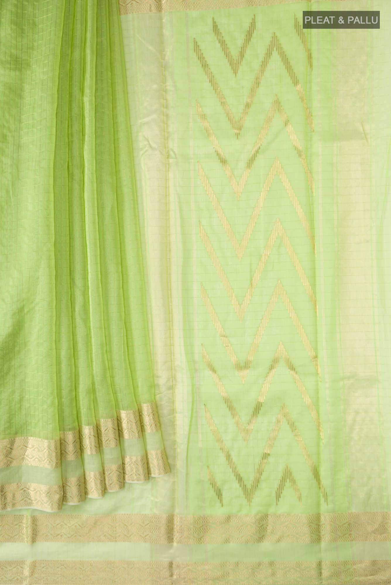 Green Maheshwari Silk Cotton Saree
