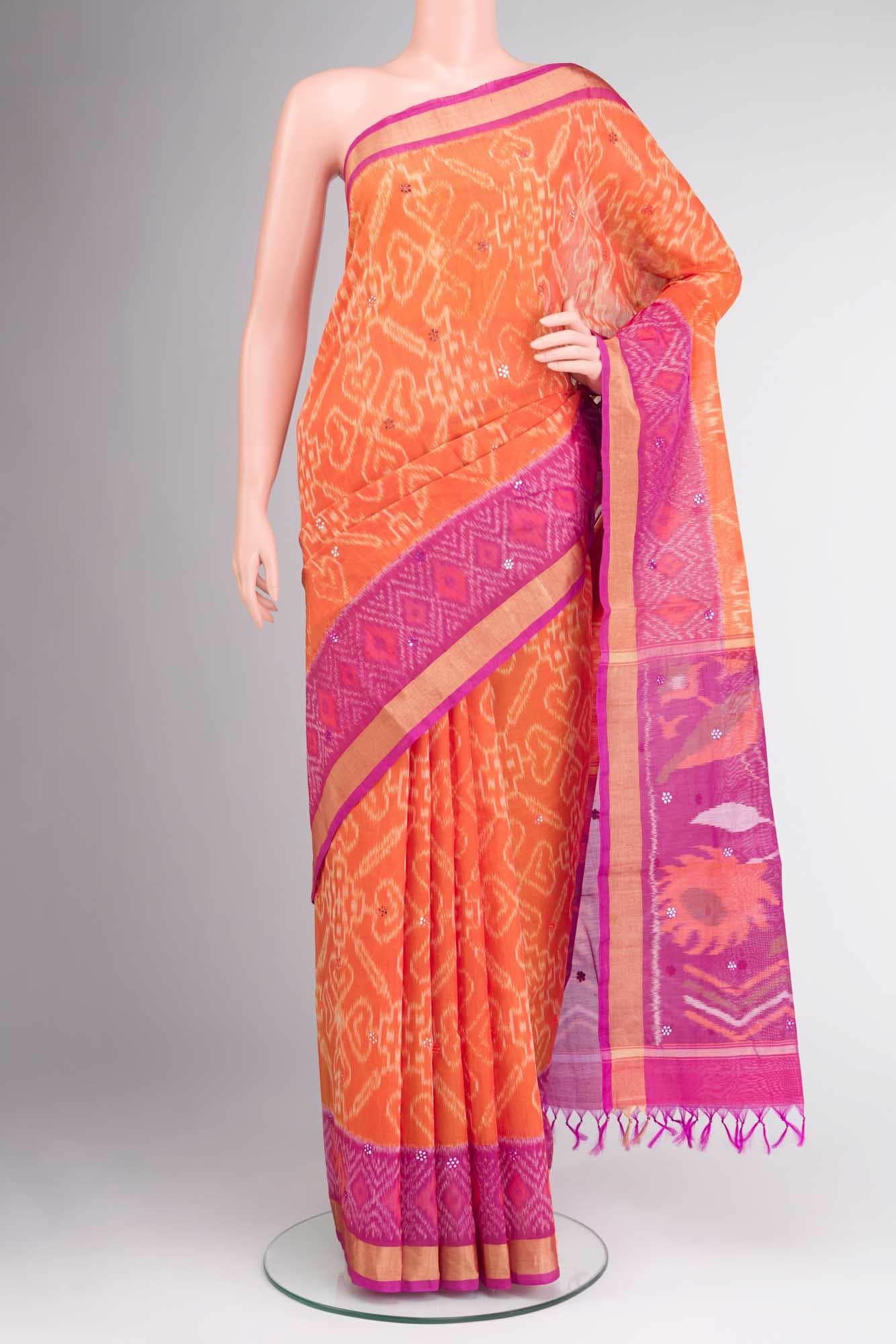 Beige Yellow Dual Tone Silk Cotton Saree