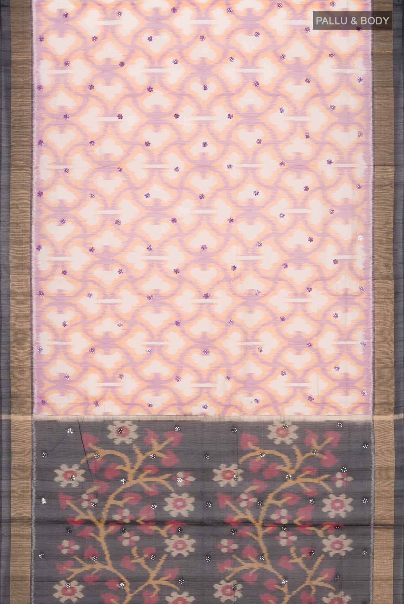 Beige Yellow Dual Tone Silk Cotton Saree