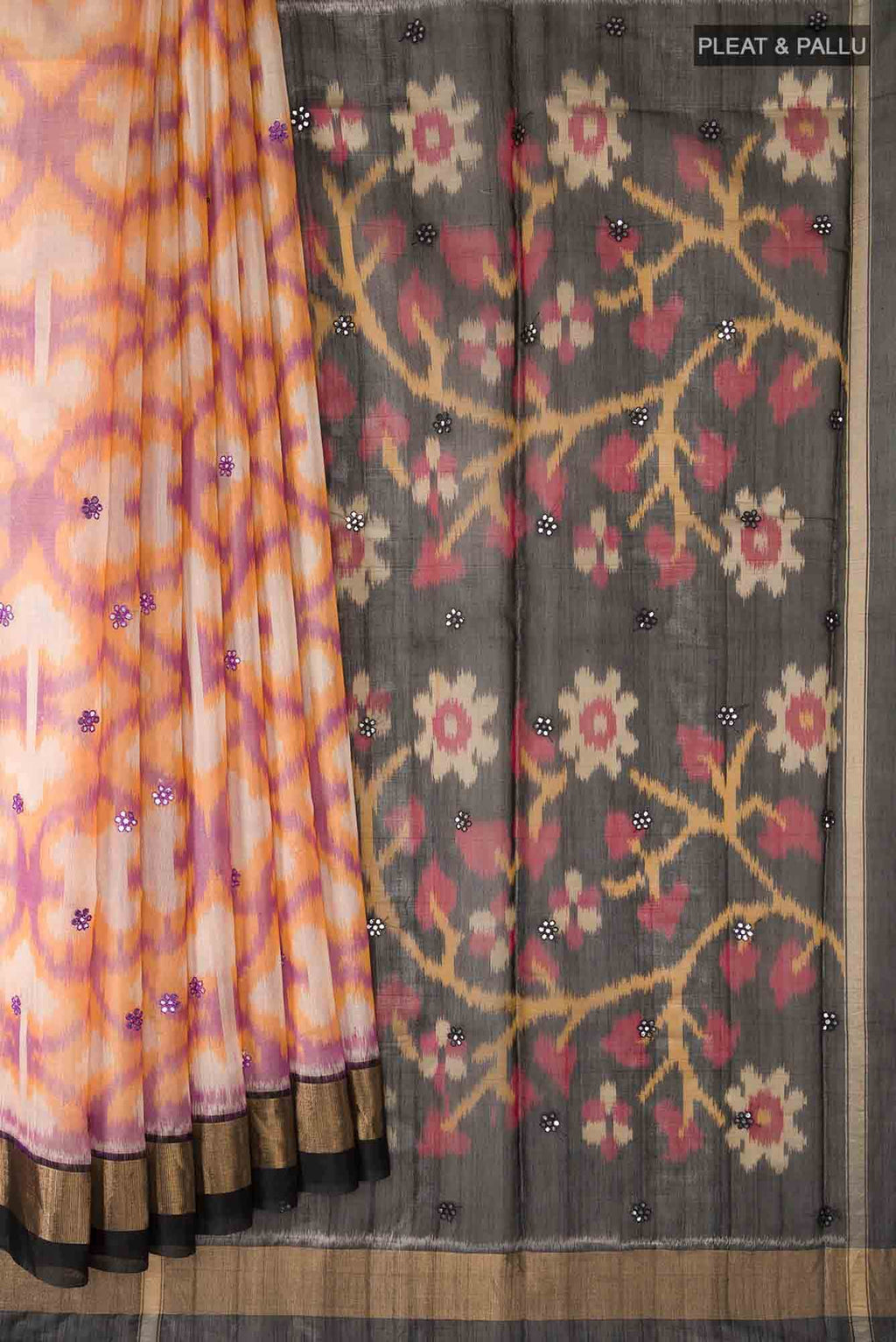 Beige Yellow Dual Tone Silk Cotton Saree