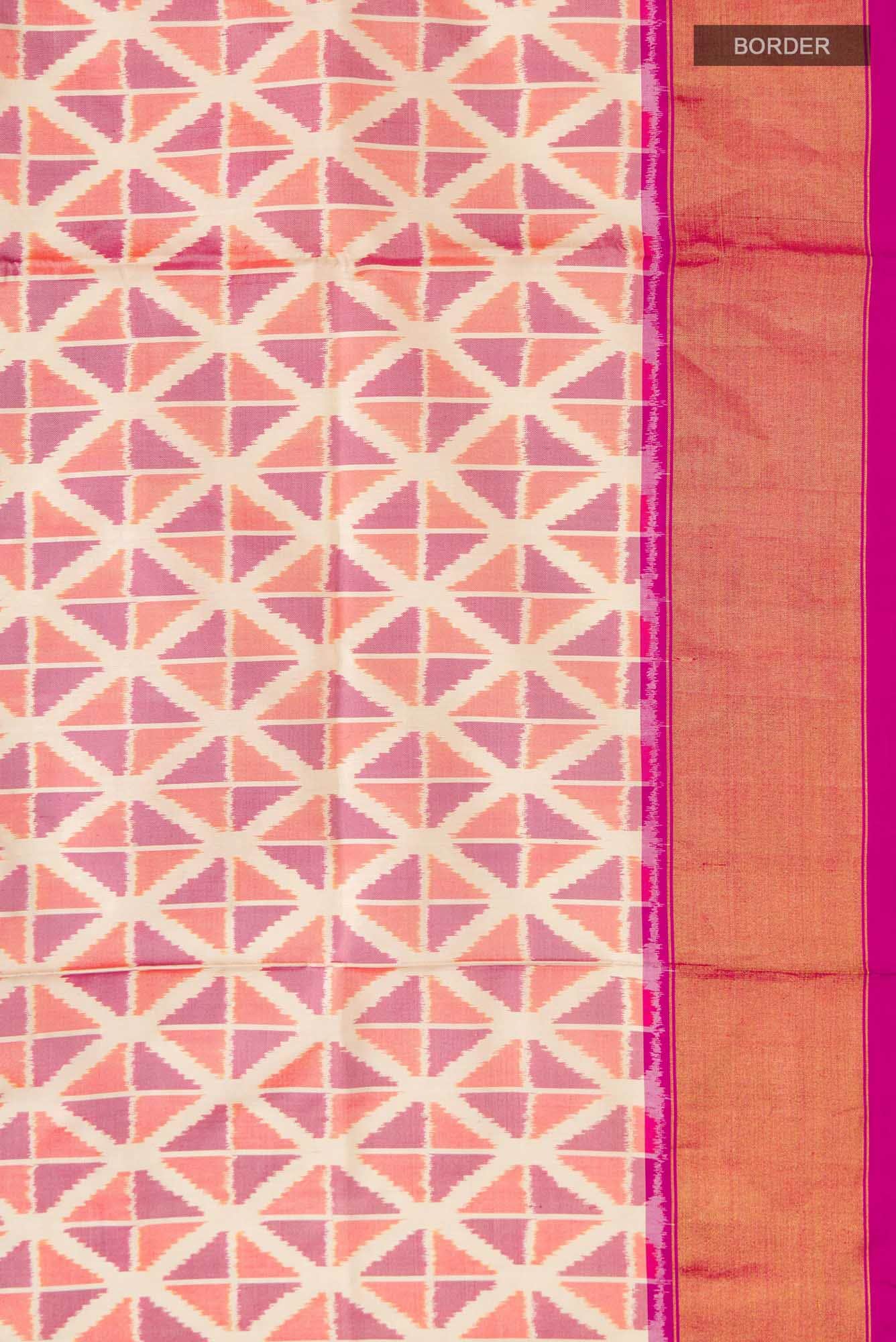 Cream Pochampally Silk Saree