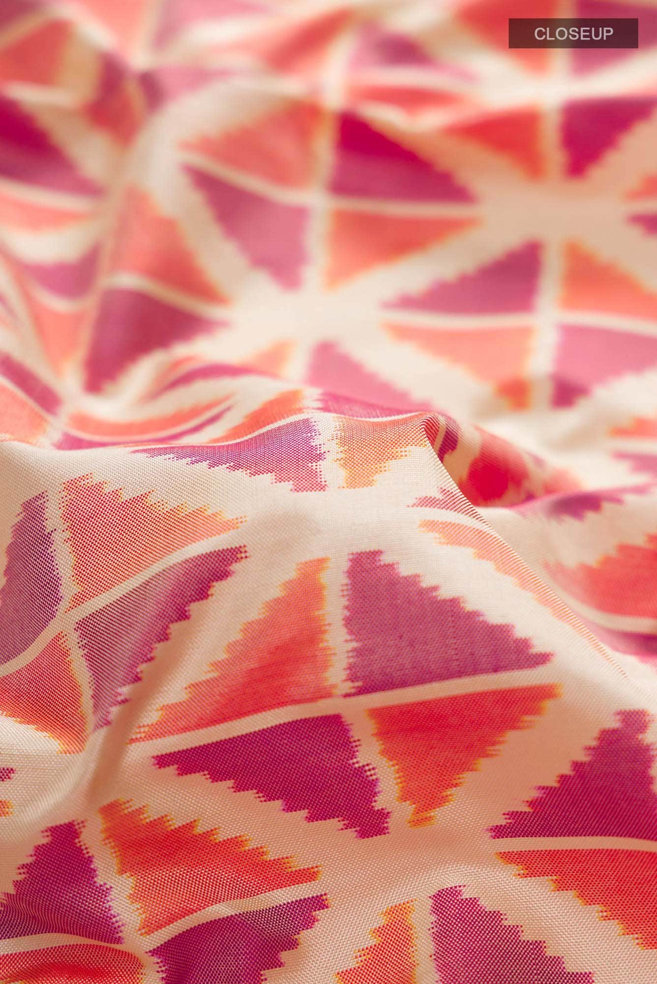 Cream Pochampally Silk Saree