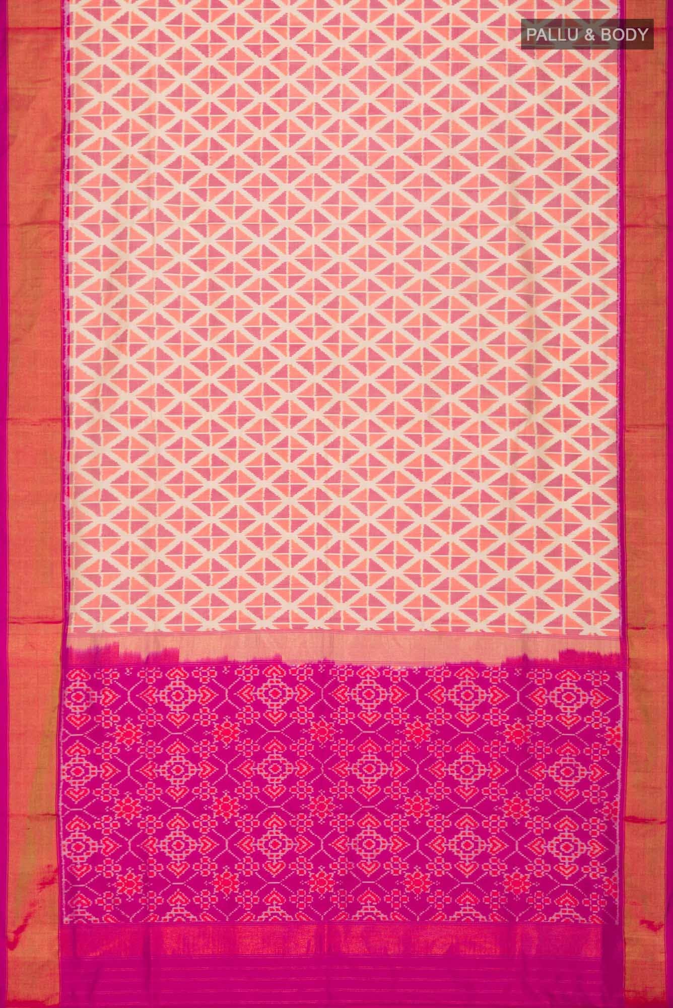 Cream Pochampally Silk Saree