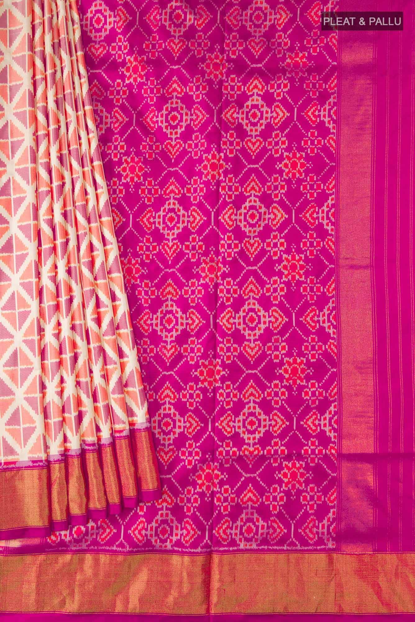 Cream Pochampally Silk Saree