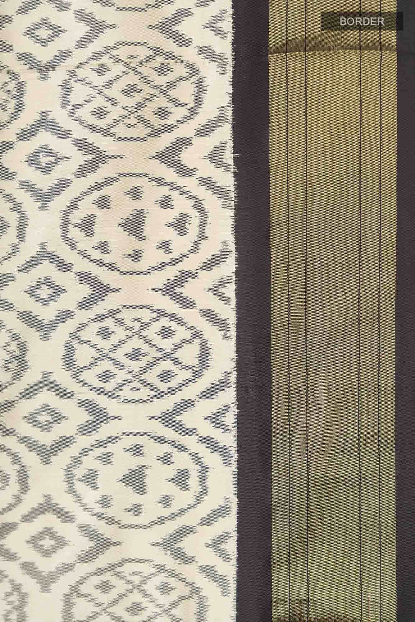 Cream Pochampally Silk Saree