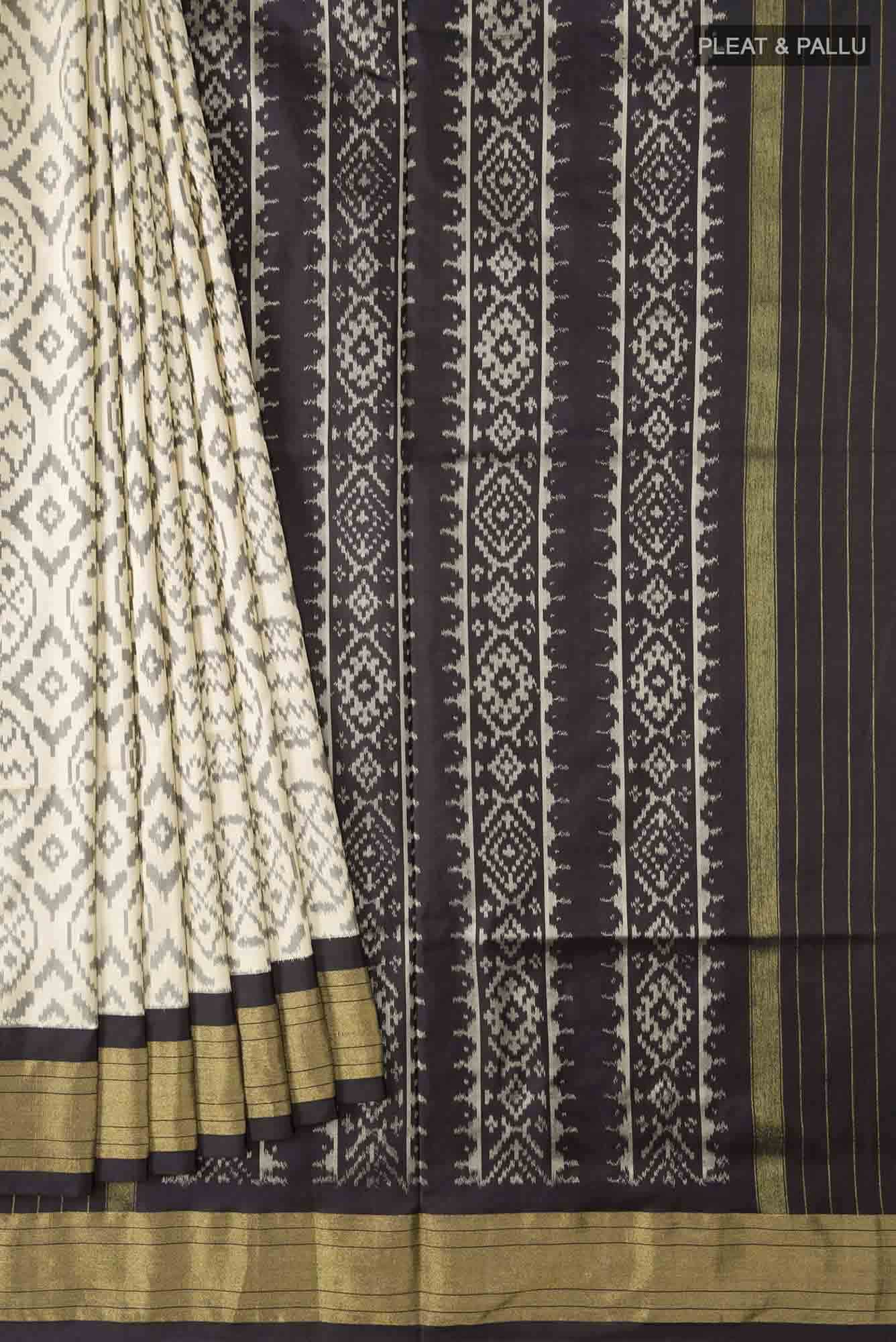 Cream Pochampally Silk Saree