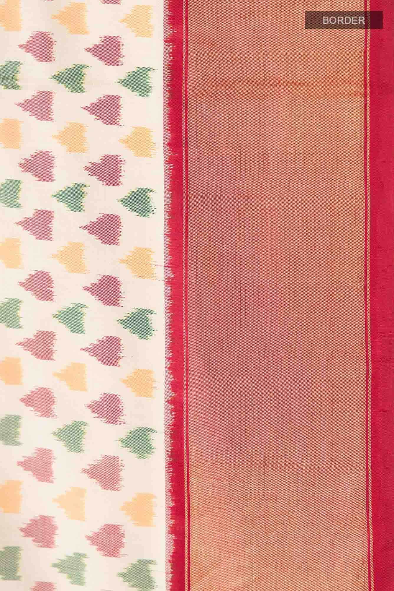 Cream Pochampally Silk Saree