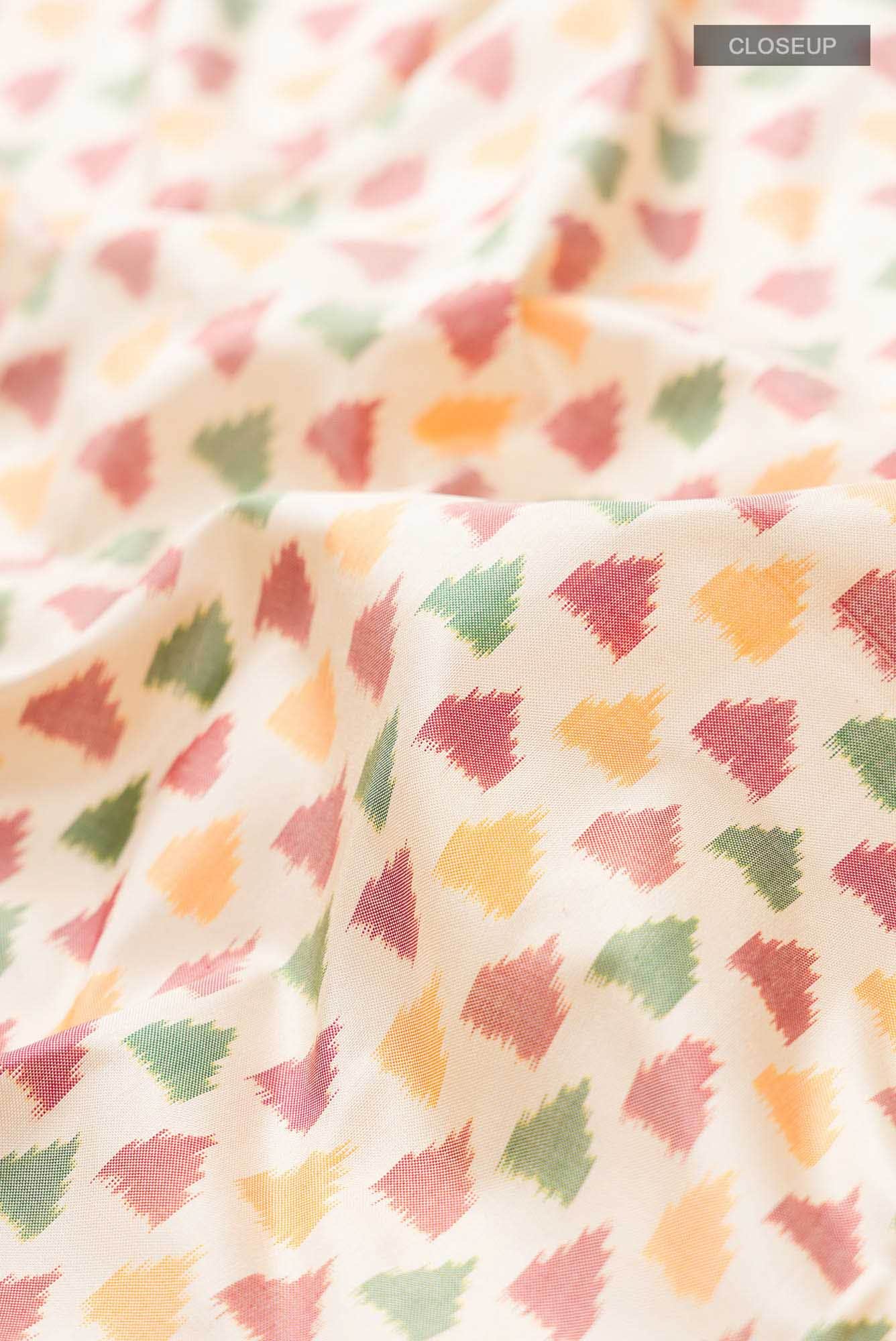 Cream Pochampally Silk Saree