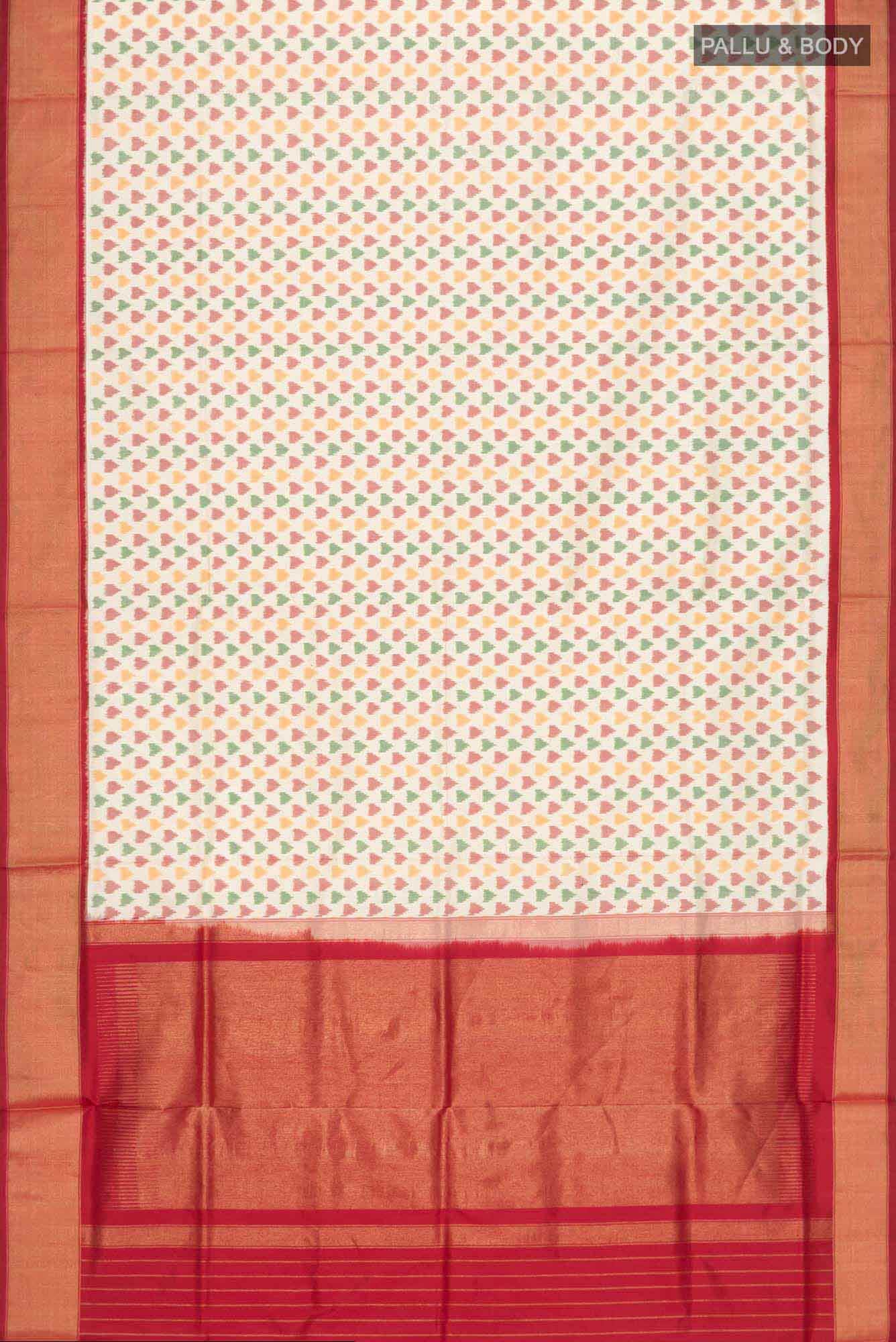 Cream Pochampally Silk Saree