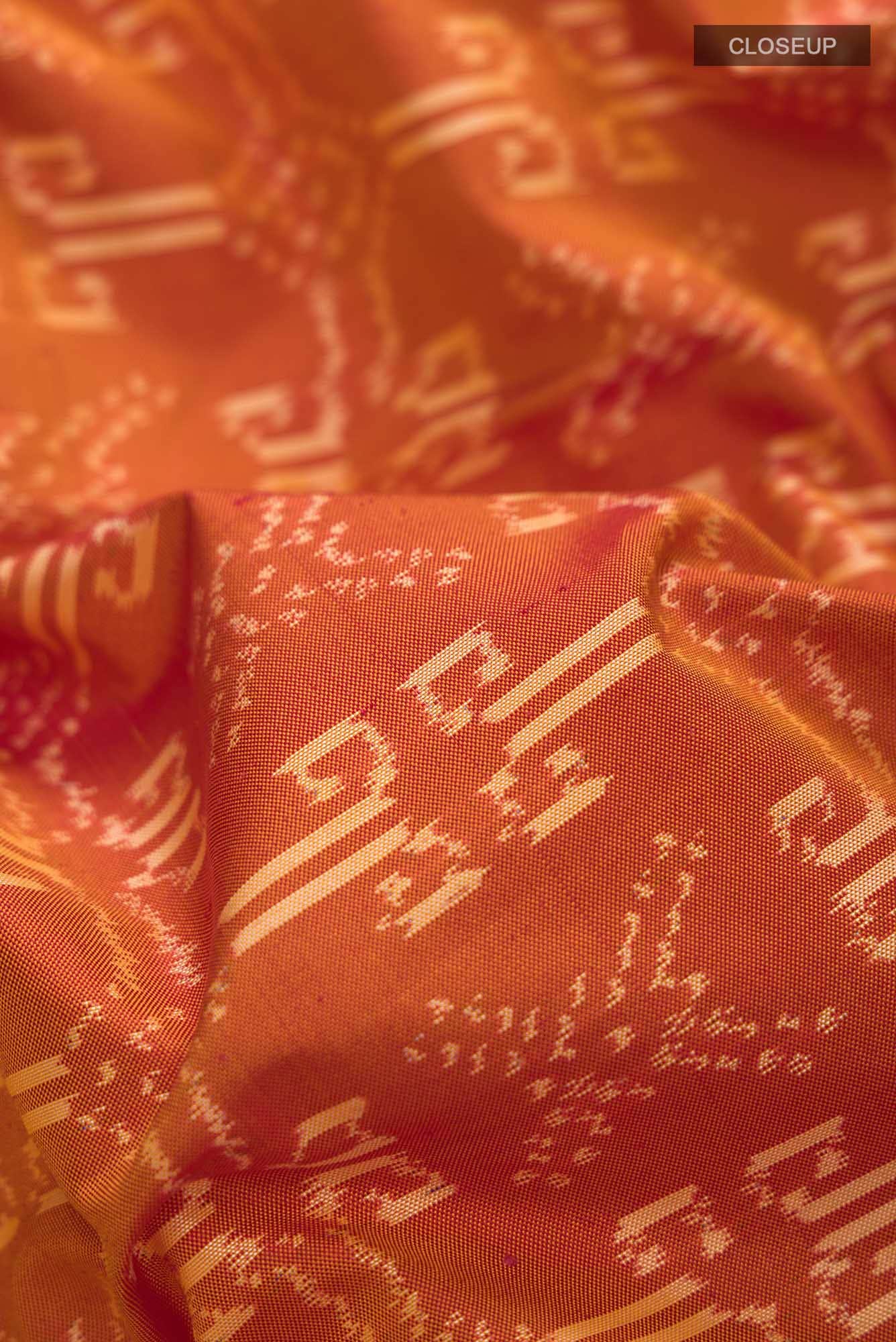 Orange Pochampally Silk Saree