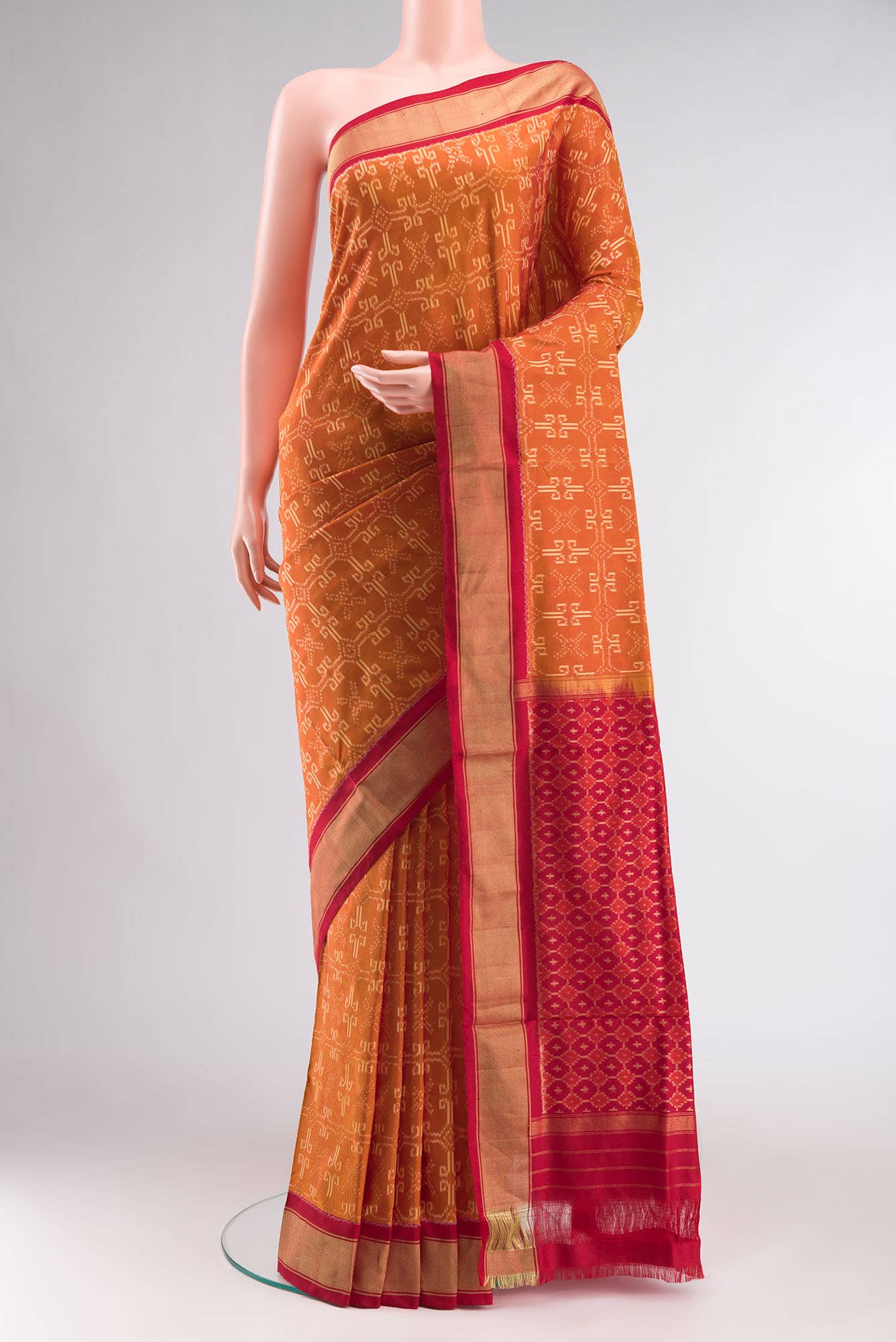 Orange Pochampally Silk Saree