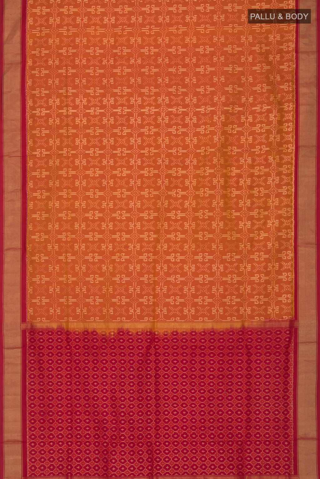 Orange Pochampally Silk Saree