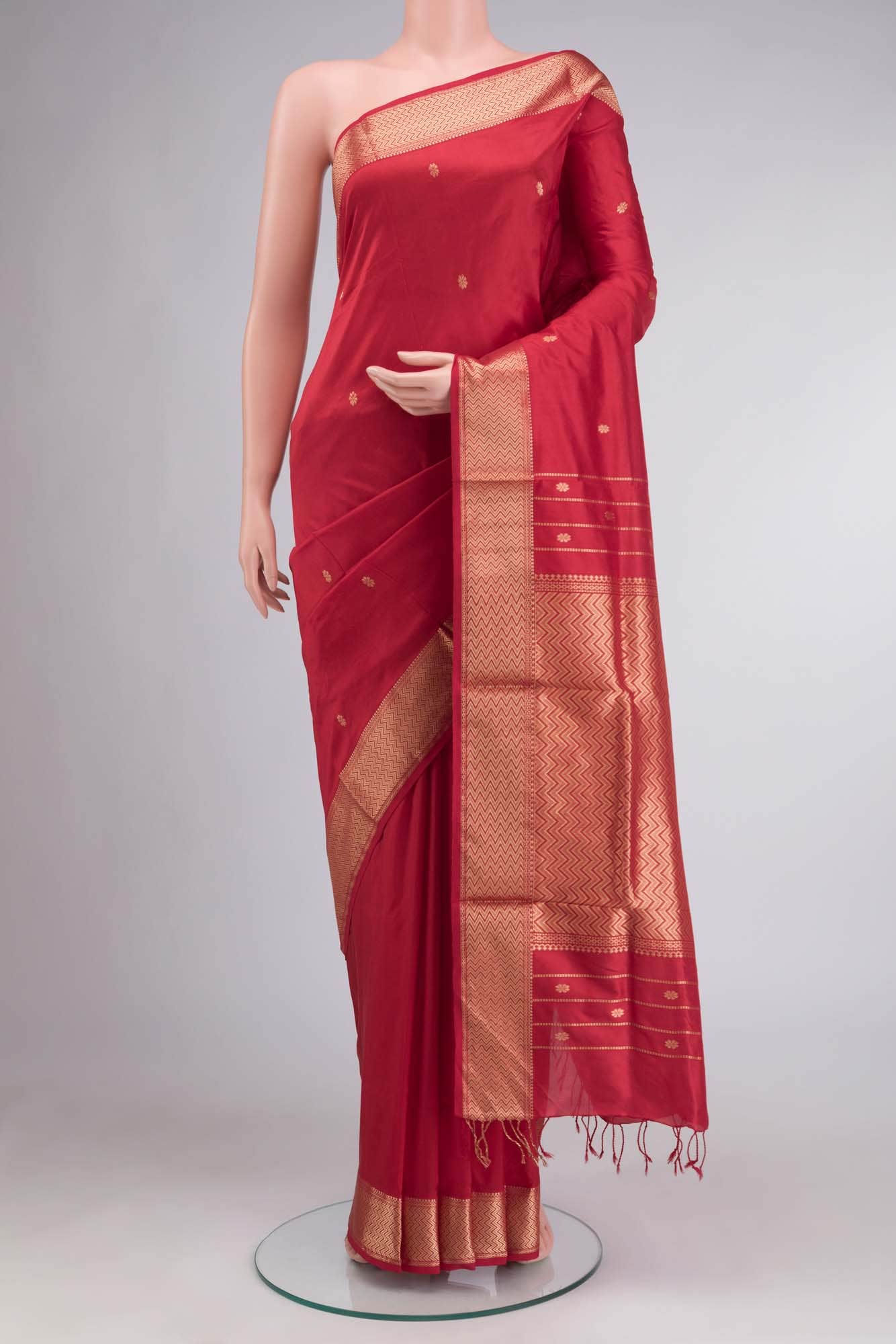 Red Maheshwari Silk Saree