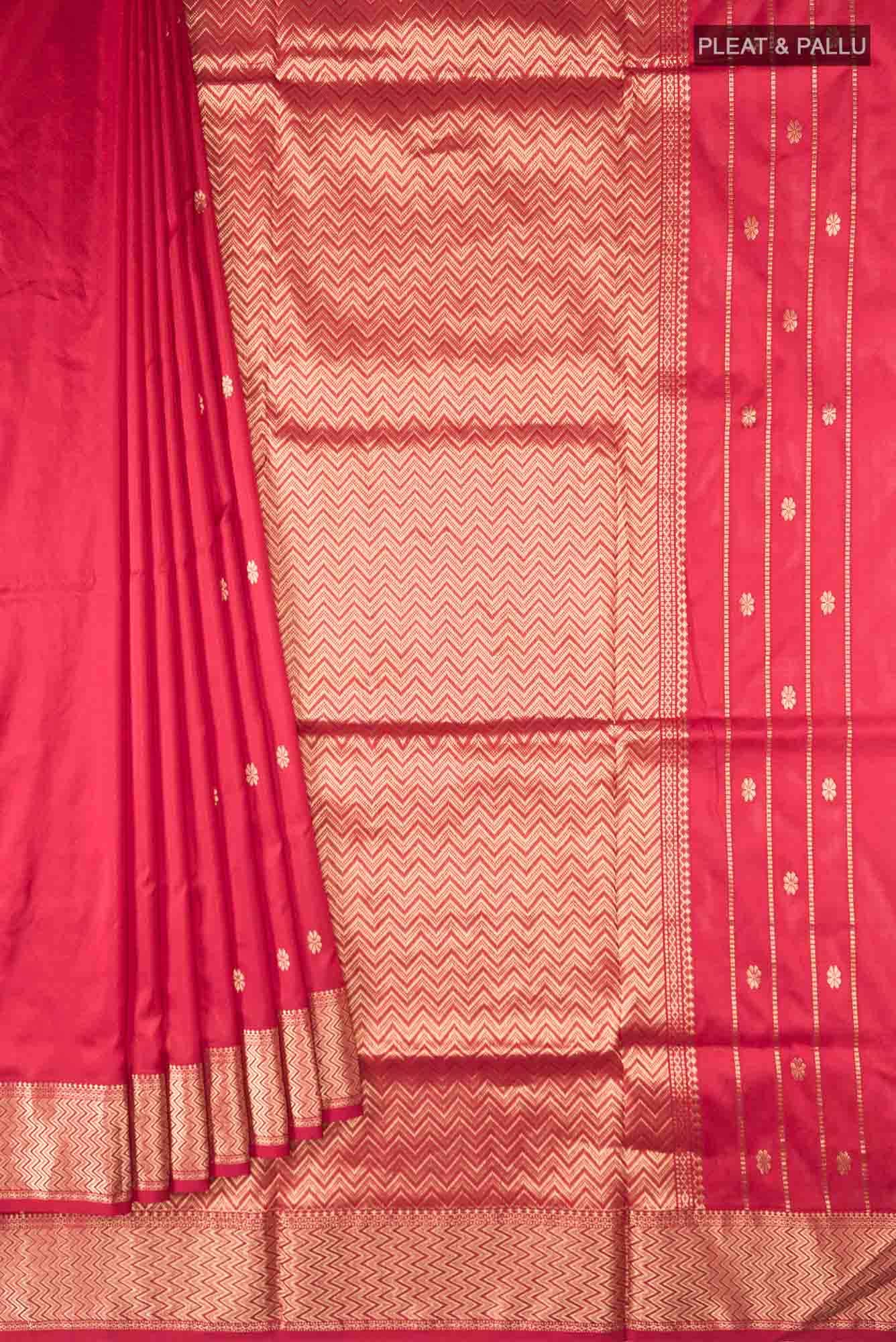 Red Maheshwari Silk Saree