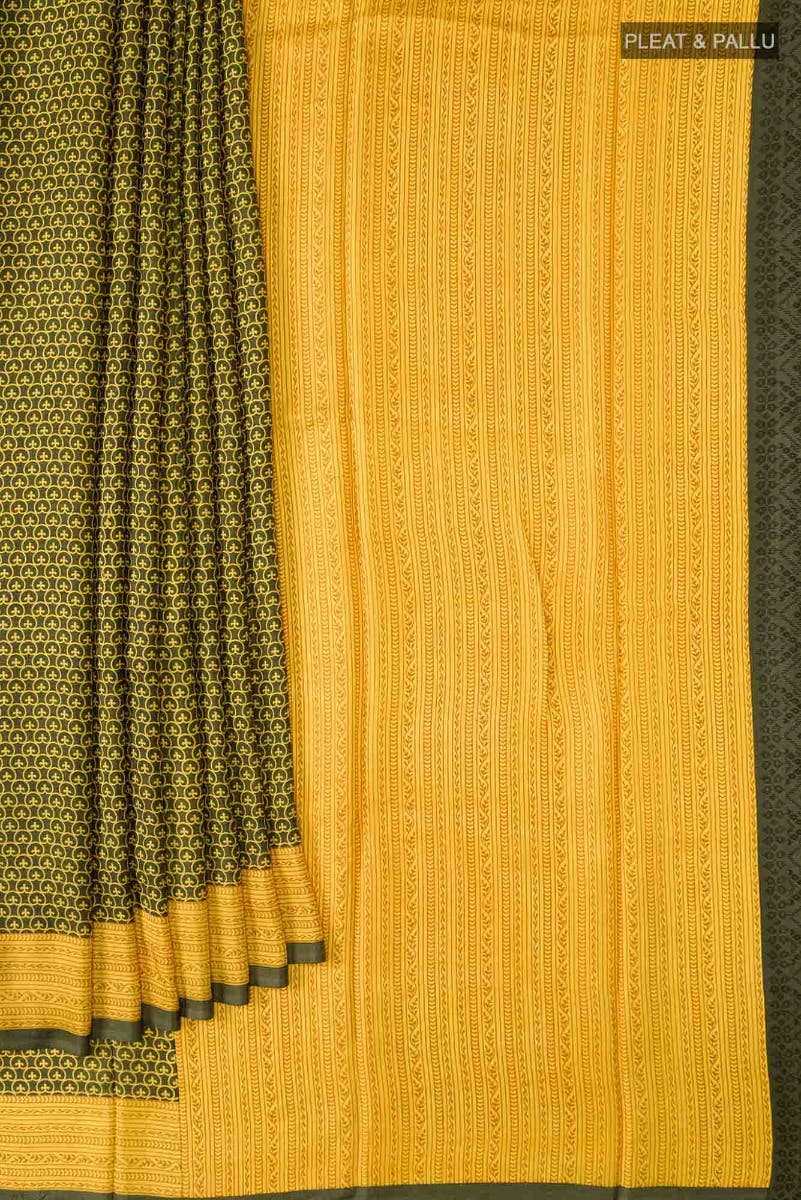 Green Printed Silk Saree