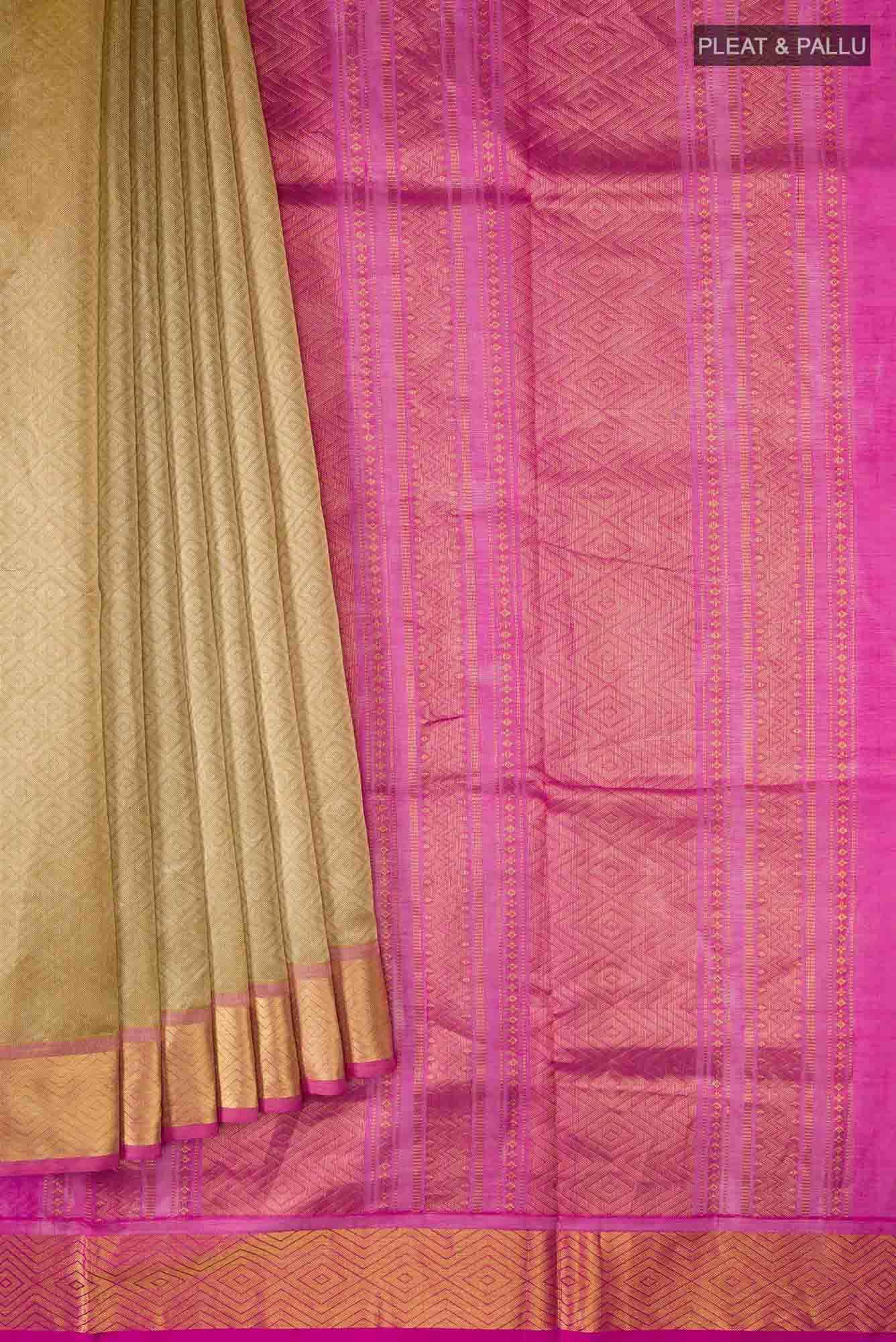 Beige Silk Cotton Saree