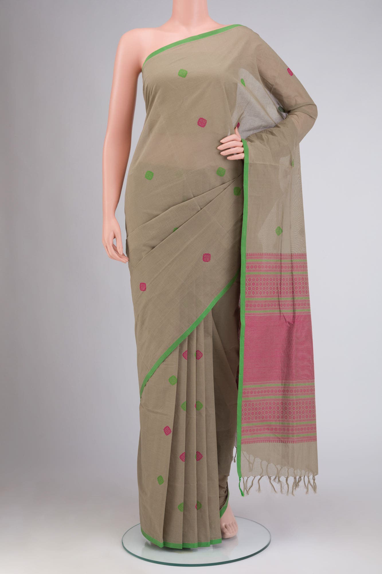 Beige Coimbatore Cotton Saree