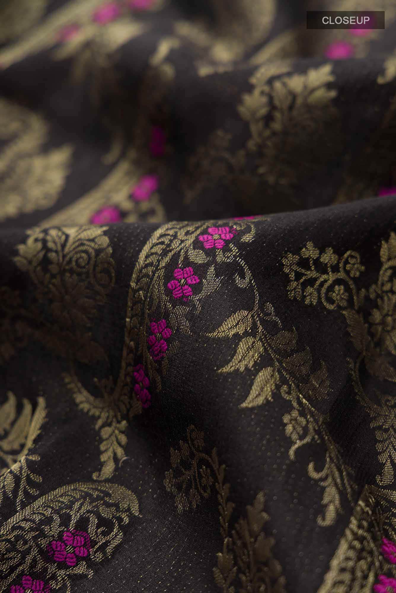 Black Mysore Crepe Saree