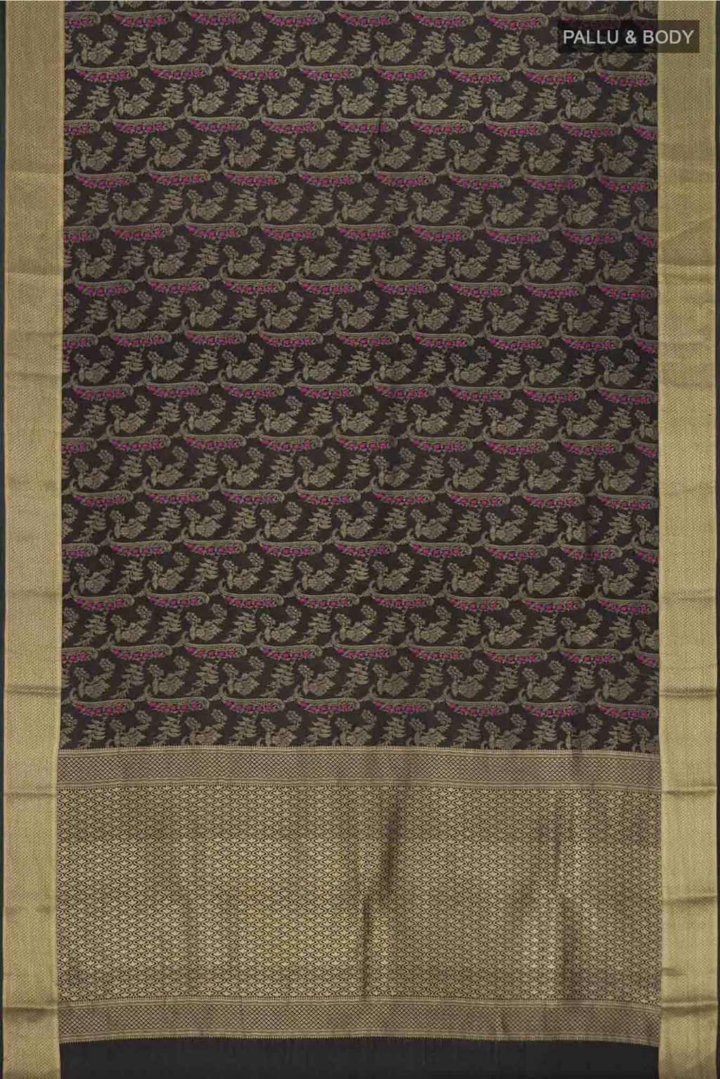 Black Mysore Crepe Saree