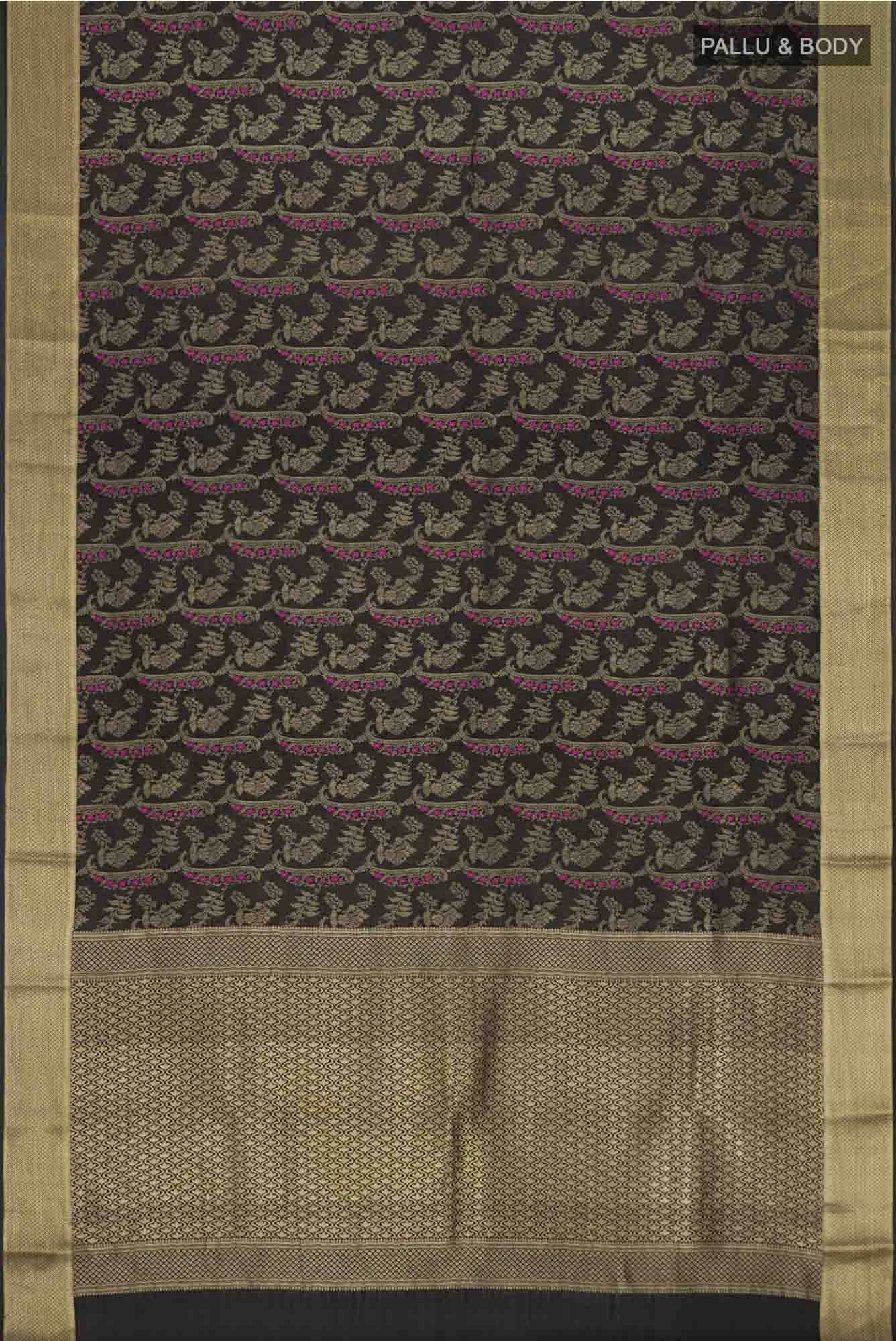 Black Mysore Crepe Saree