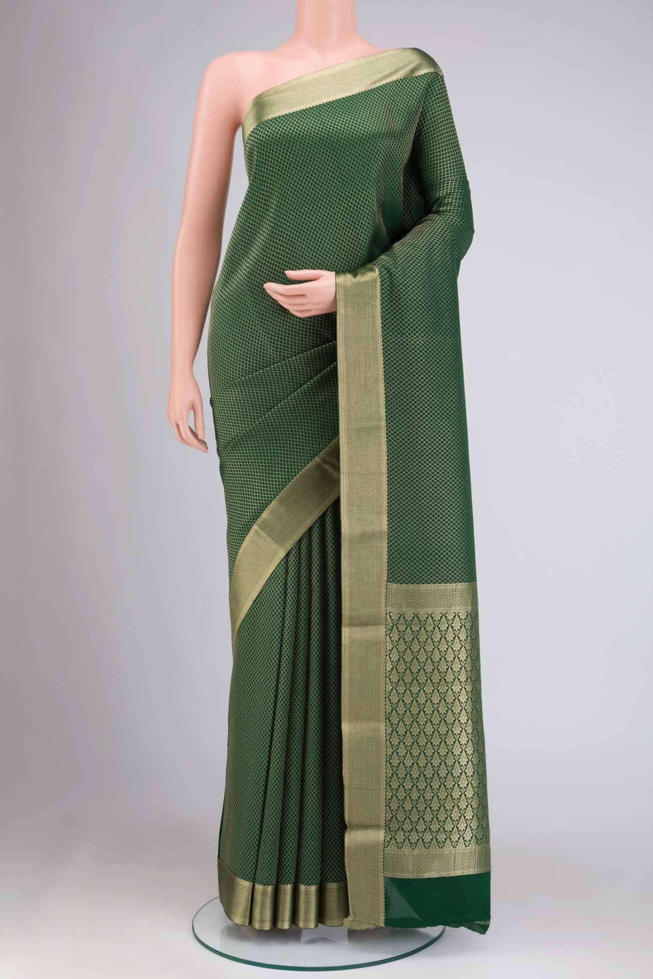 Green Mysore Crepe Saree