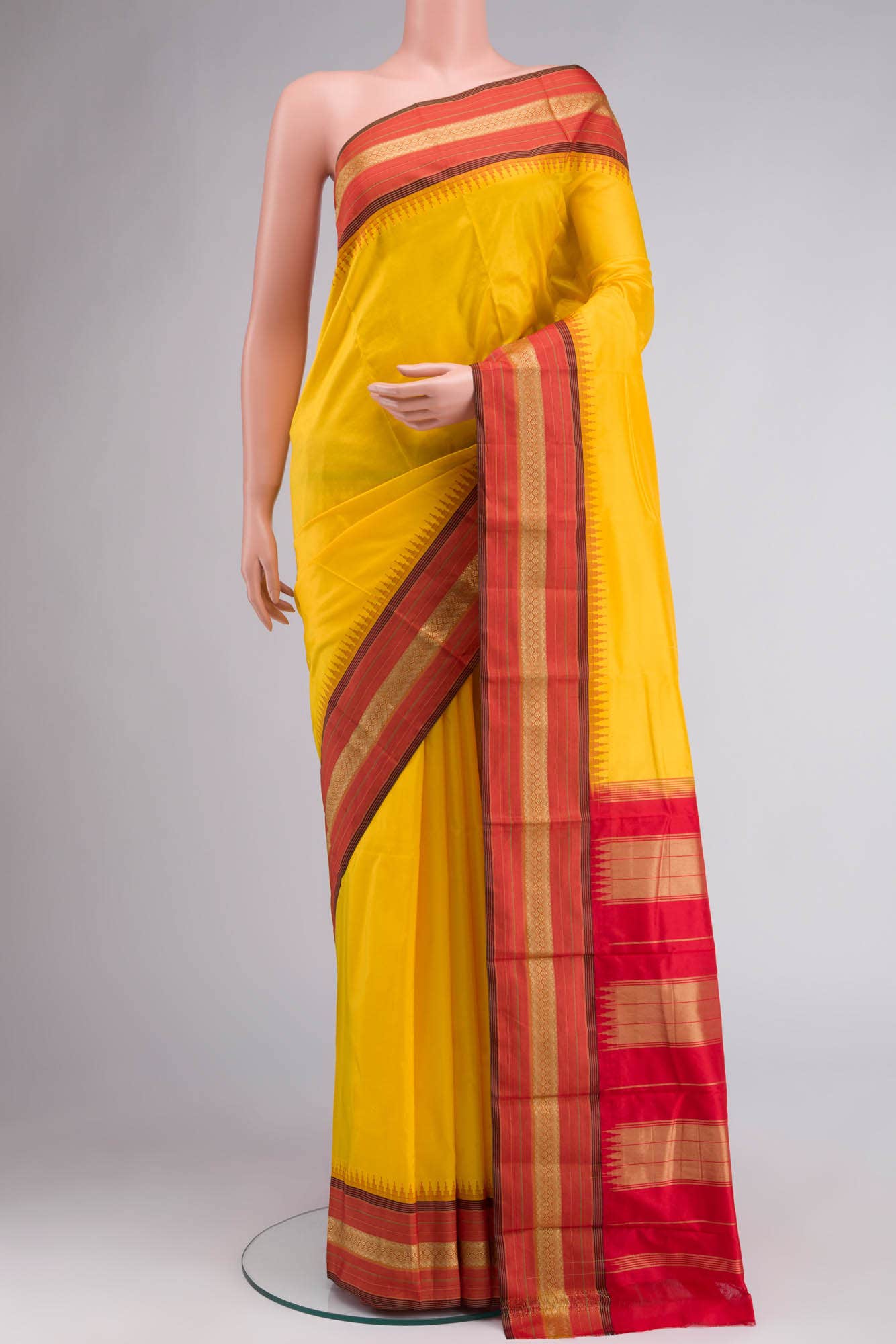 Yellow Bangalore Silk Saree