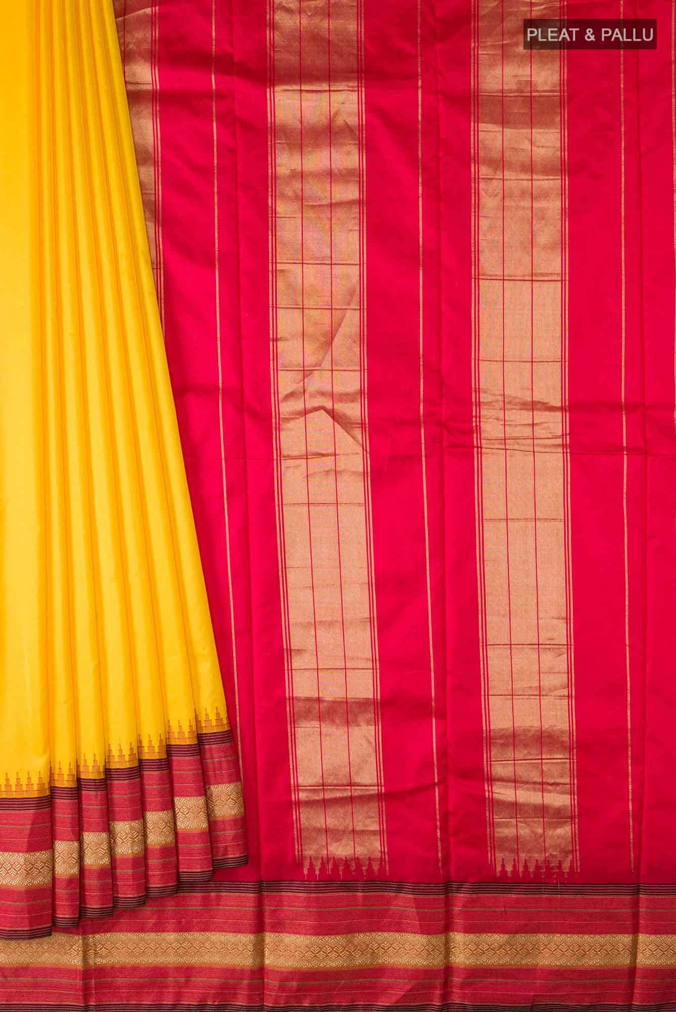 Yellow Bangalore Silk Saree