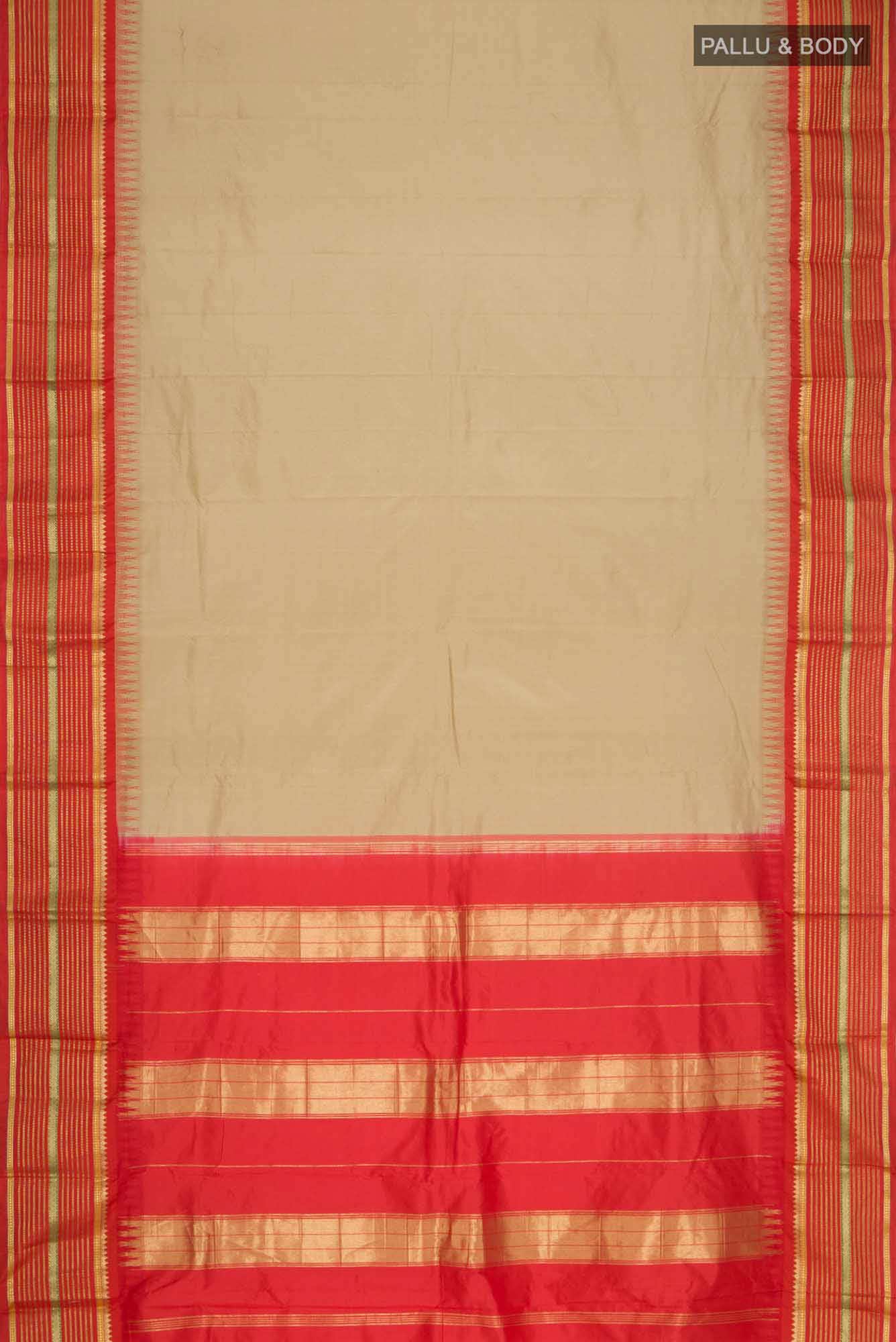 Beige Bangalore Silk Saree