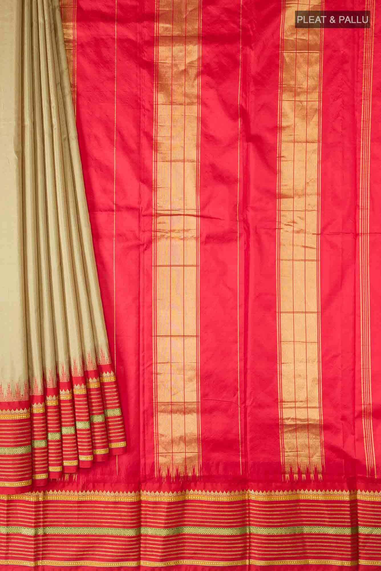 Beige Bangalore Silk Saree