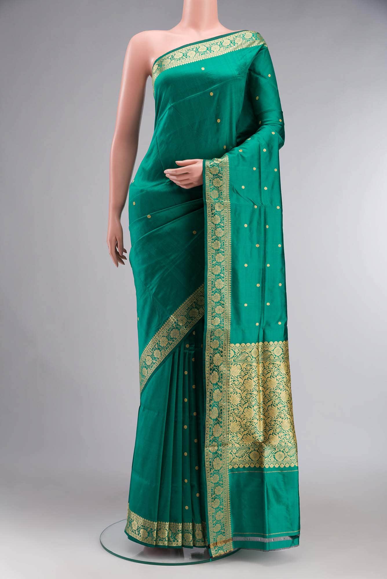 Green Dual Tone Banarasi Katan Silk Saree