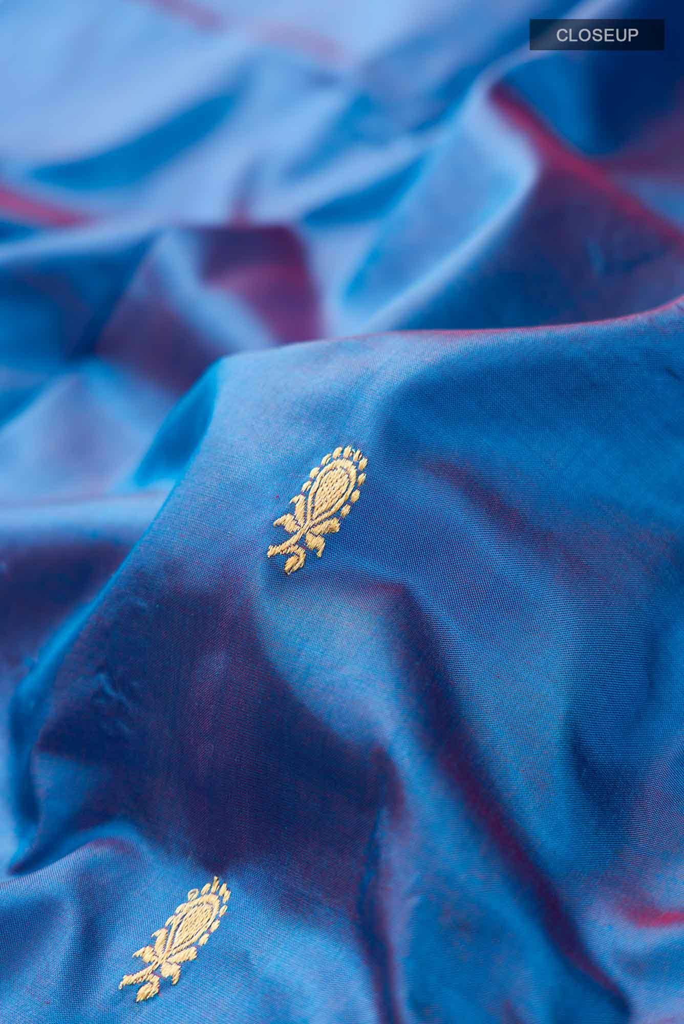 Blue Banarasi Katan Silk Saree