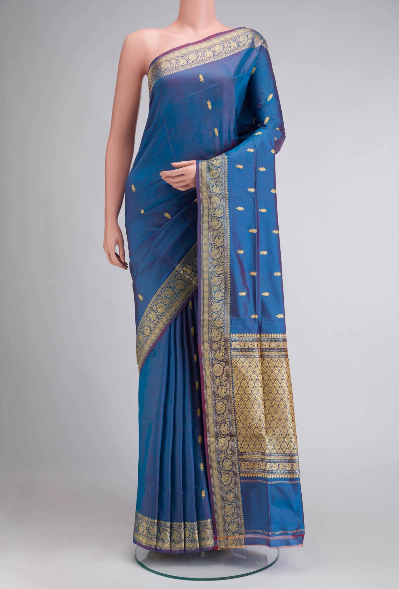 Blue Banarasi Katan Silk Saree