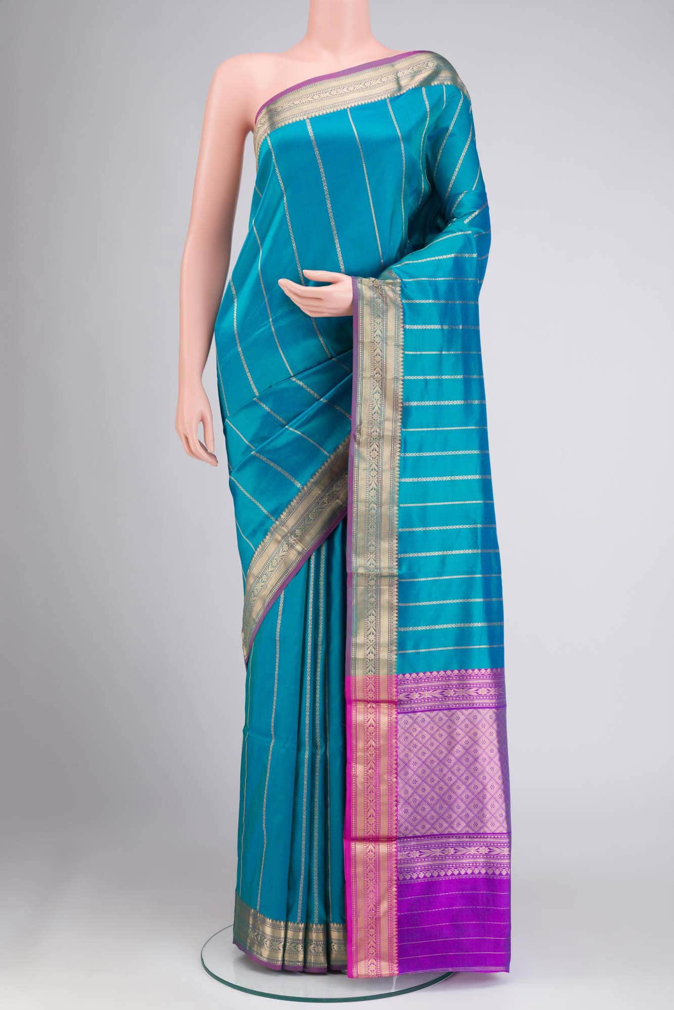 Blue Banarasi Katan Silk Saree