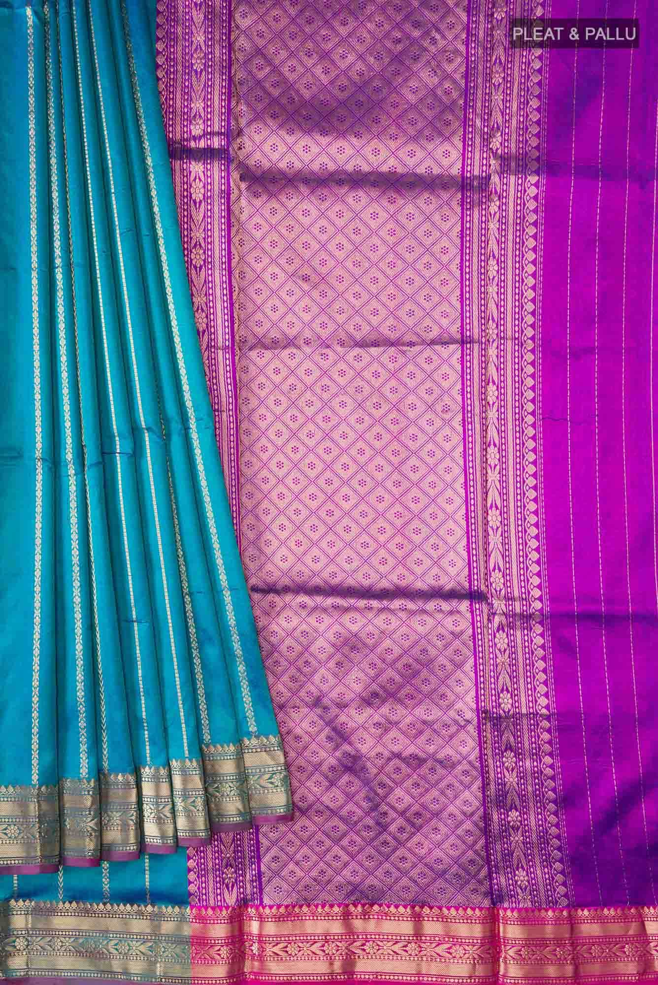 Blue Banarasi Katan Silk Saree
