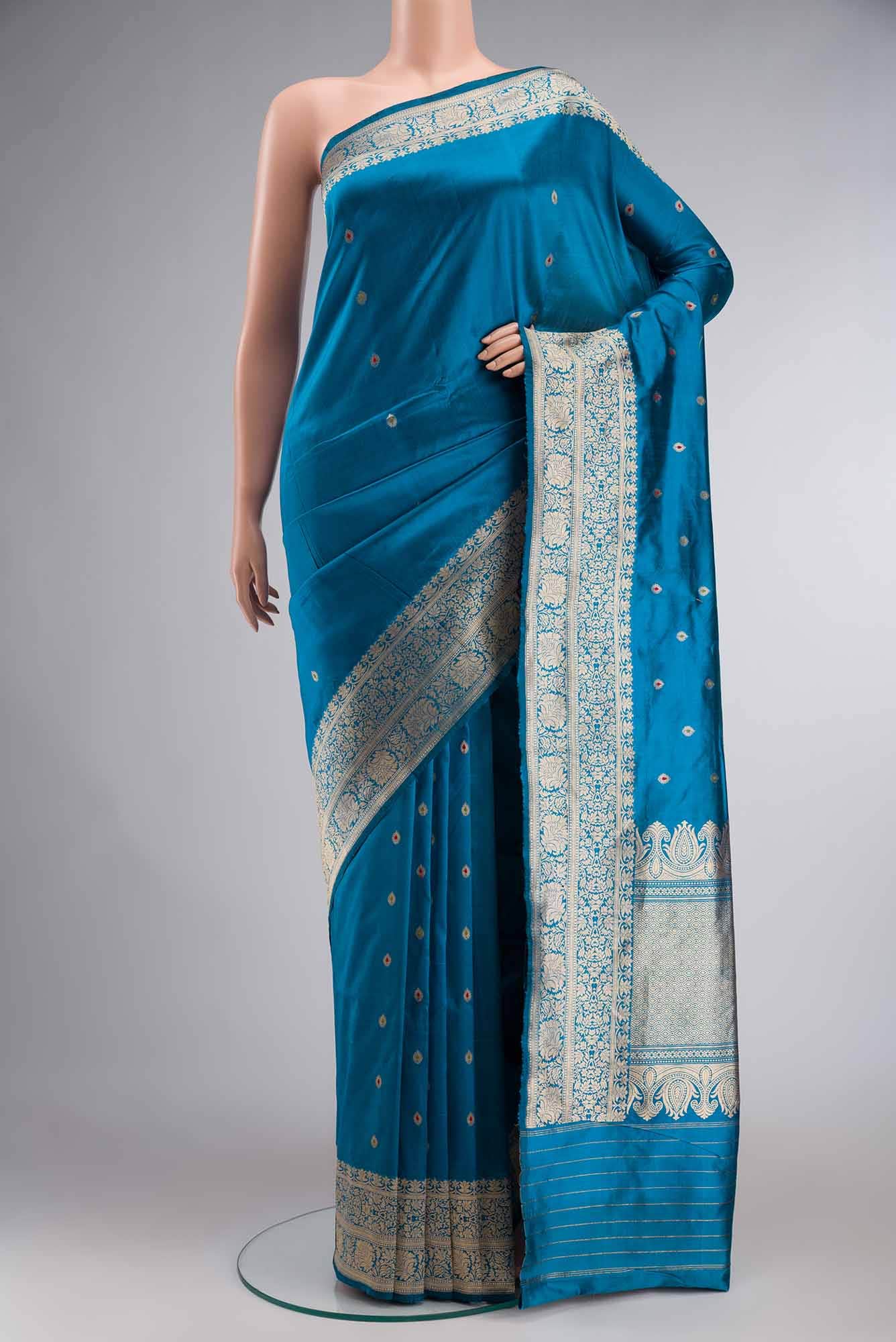 Blue Banarasi Katan Silk Saree