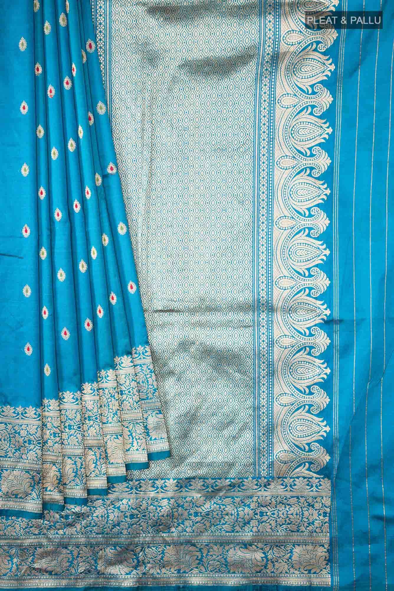 Blue Banarasi Katan Silk Saree
