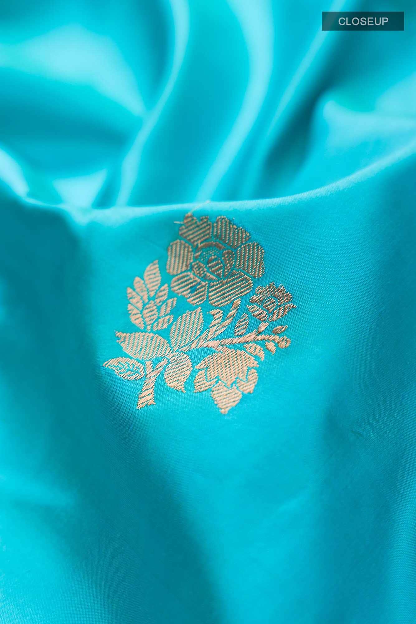 Blue Banarasi Katan Silk Saree