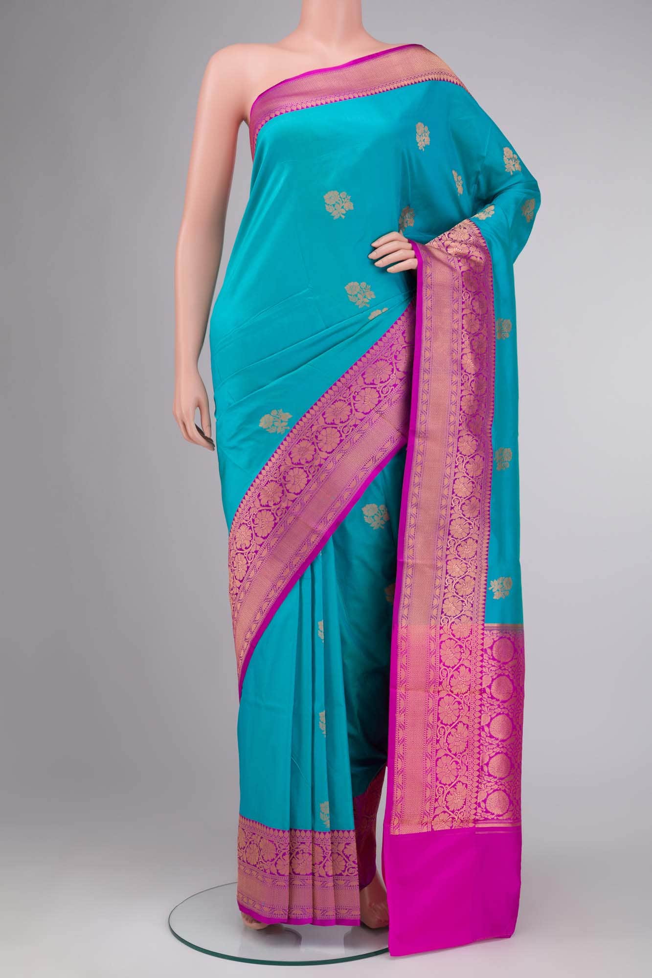 Blue Banarasi Katan Silk Saree