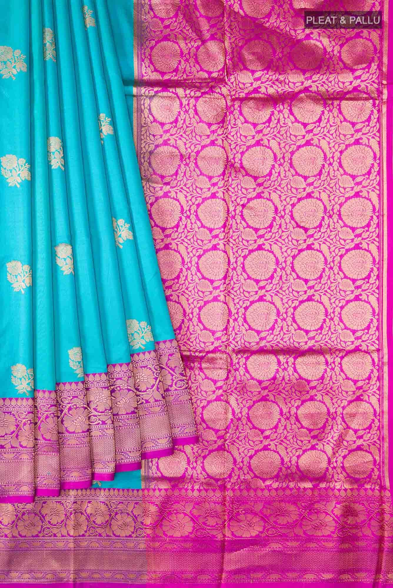 Blue Banarasi Katan Silk Saree