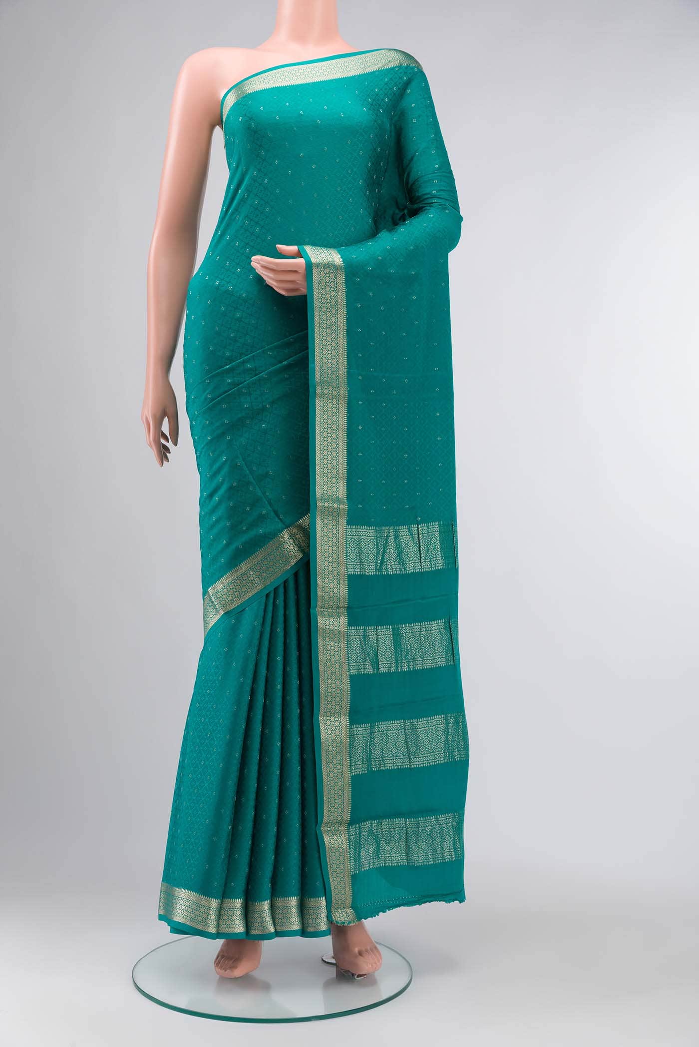 Teal Mysore Crepe Saree
