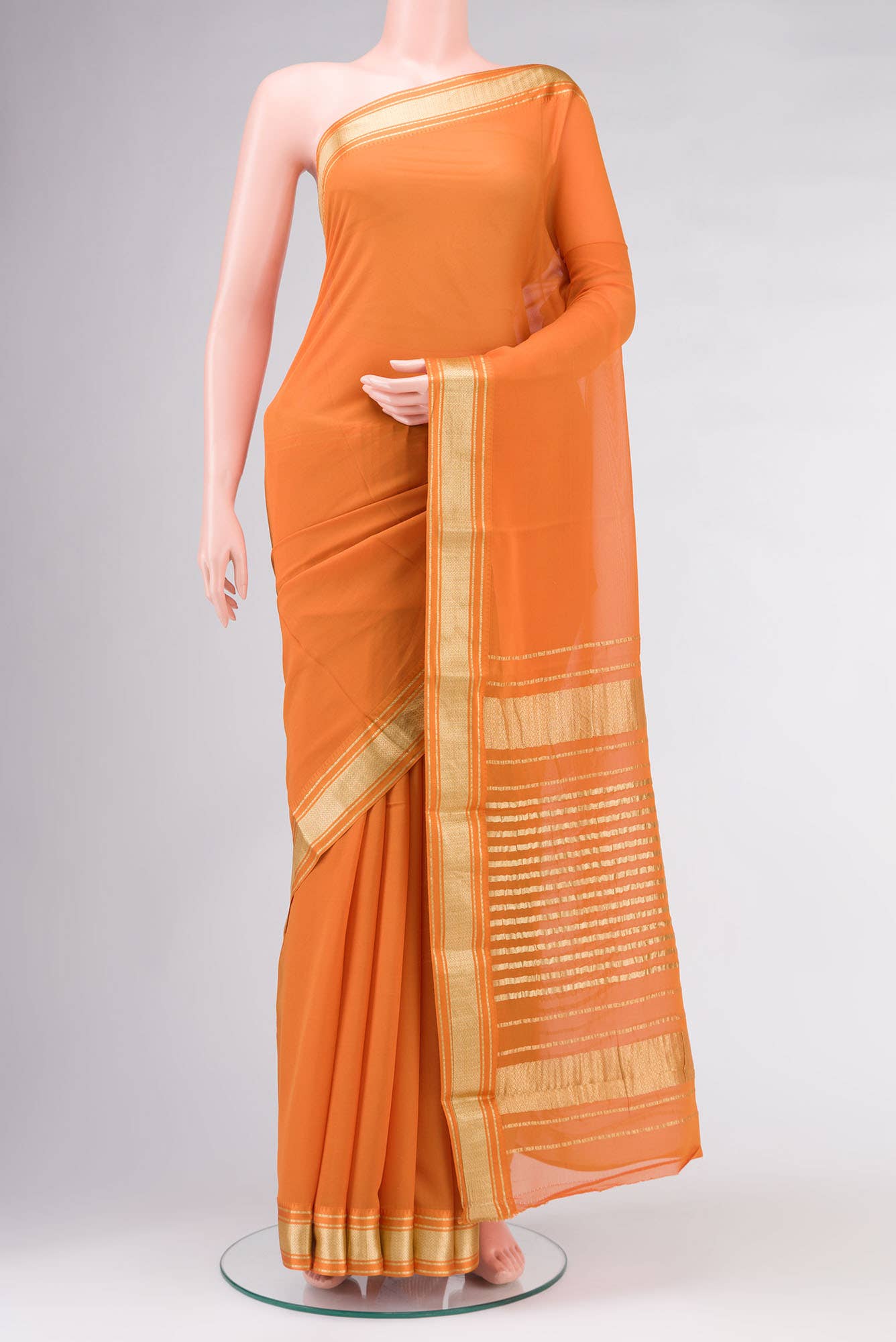 Orange Mysore Georgette Saree