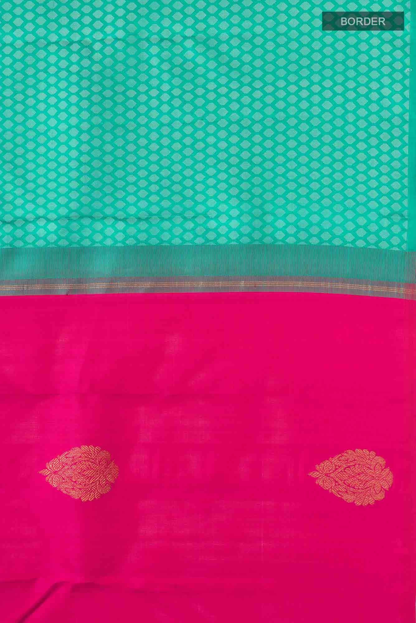 Green and Pink Dual Tone Kanchipuram Silk Saree