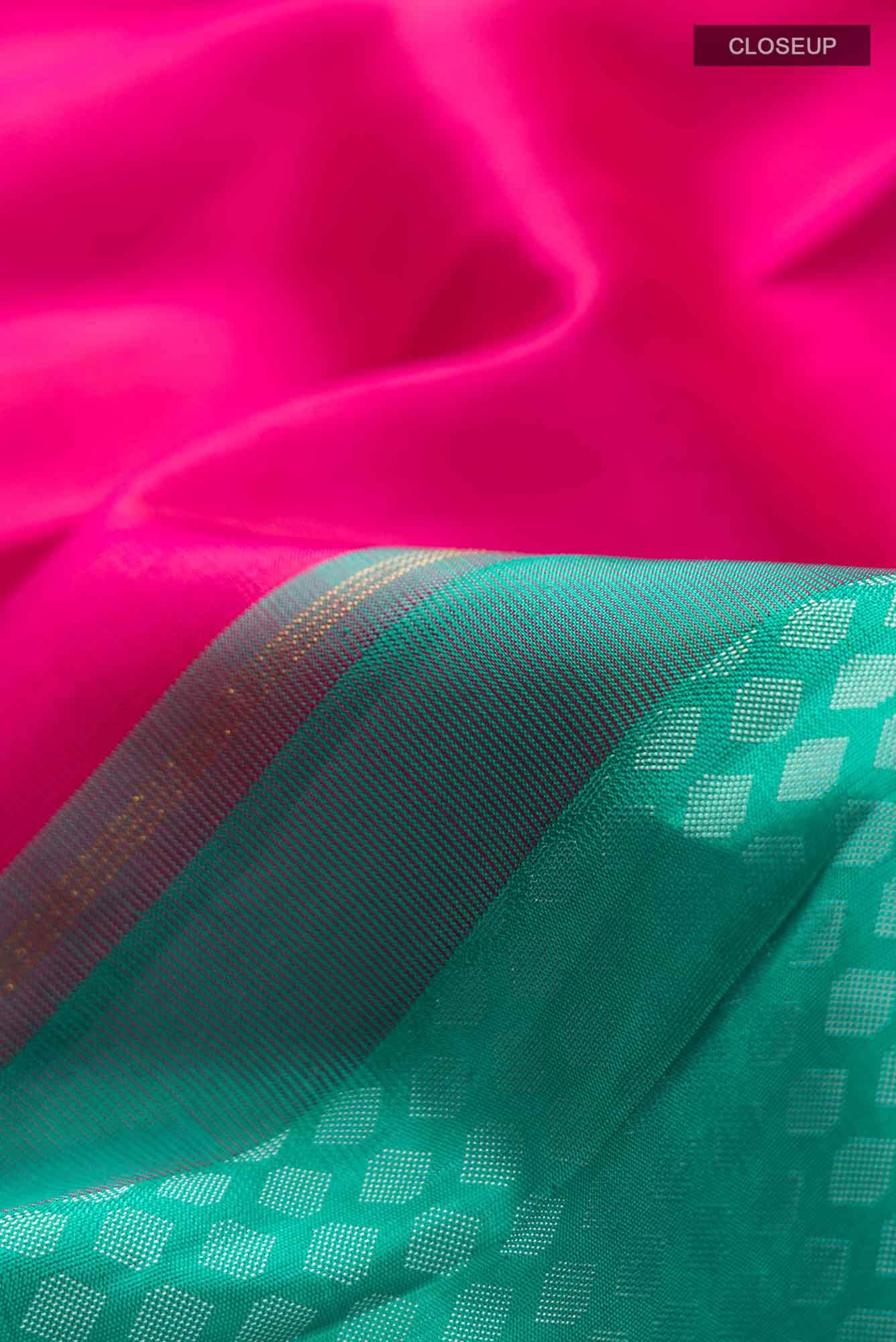 Green and Pink Dual Tone Kanchipuram Silk Saree