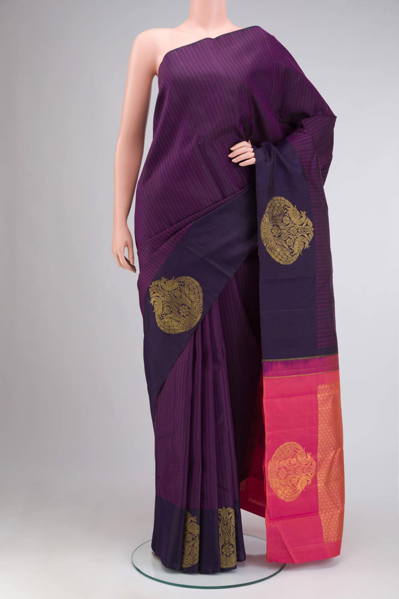Navy Blue Kanchipuram Silk Saree