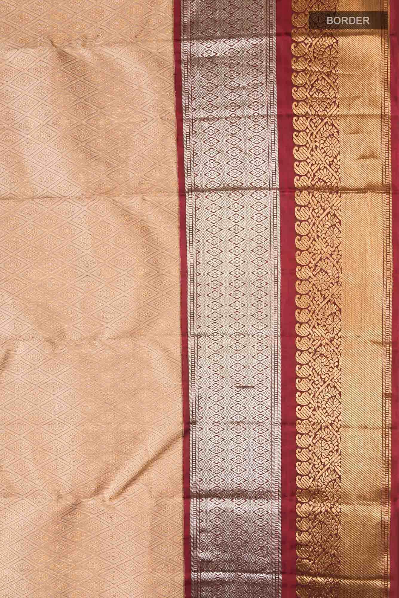 Beige Kanchipuram Silk Saree